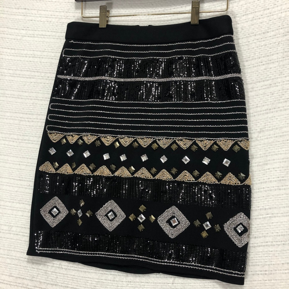 XOXO Sequin Skirt‎ Embellished Mini Party Cocktail Black Skirt Size M
